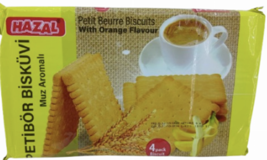 Hazal Petit Beurre Biscuits with Banana Flavour 4Pack Biscuits 30Ogr