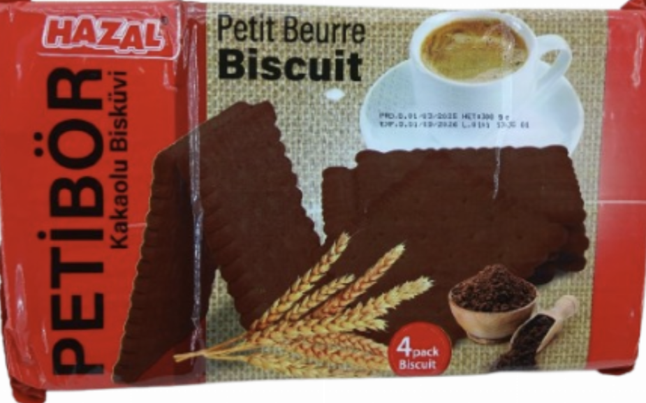 Hazal Petit Beurre Biscuits with Cocoa 4Pack Biscuits 300gr