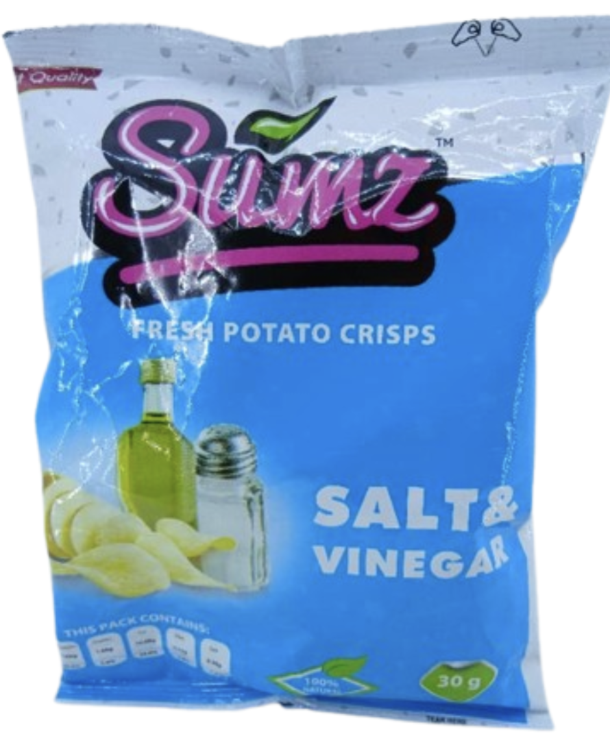 Sumz fresh potato crisps Salt & Vinegar 30gr