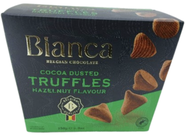Bianca cocoa dusted Truffles Hazelnut Flavour 150gr