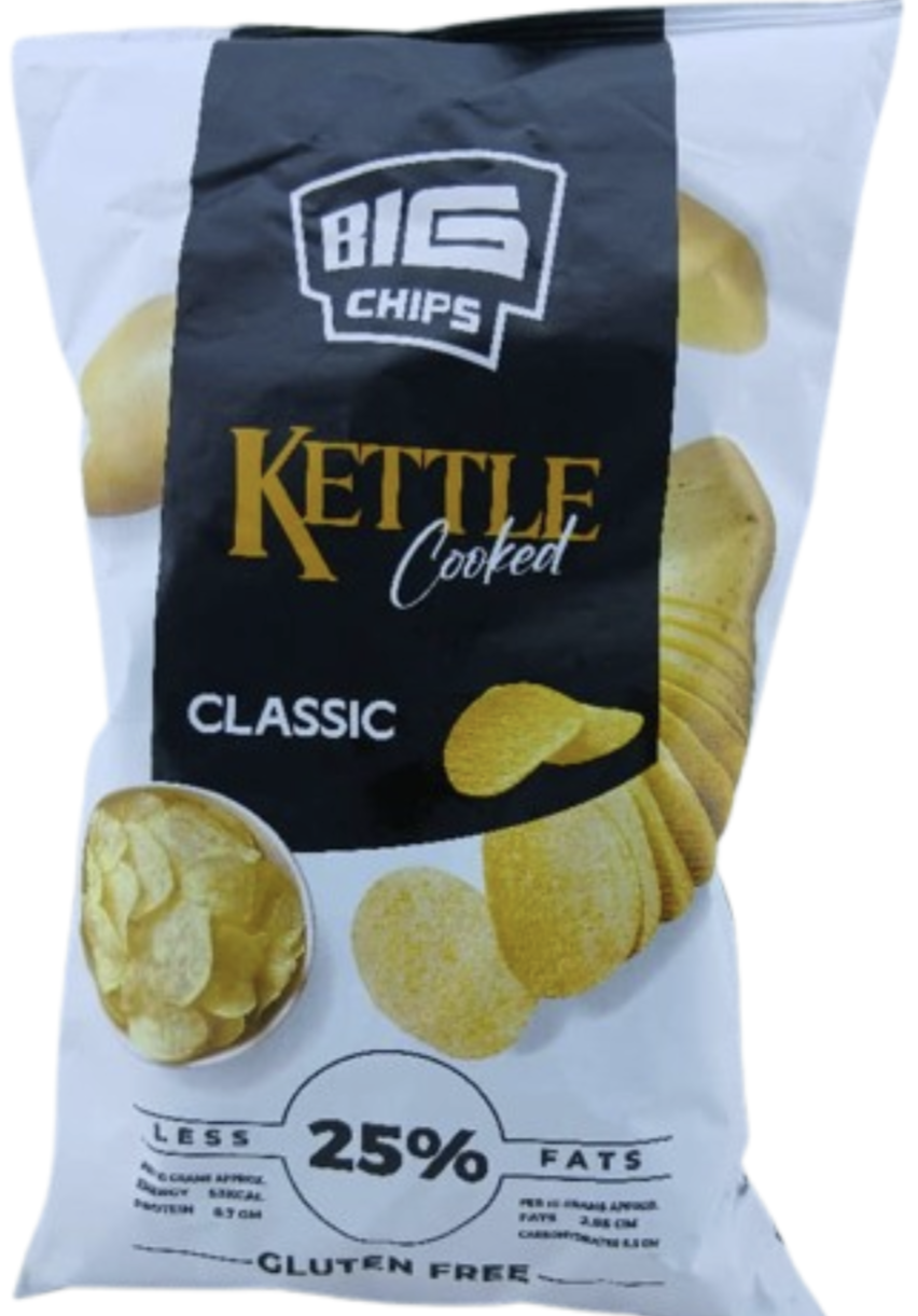 Big Chips Kettle Cooked Classic less 25% Fats Gruten Free 115gr