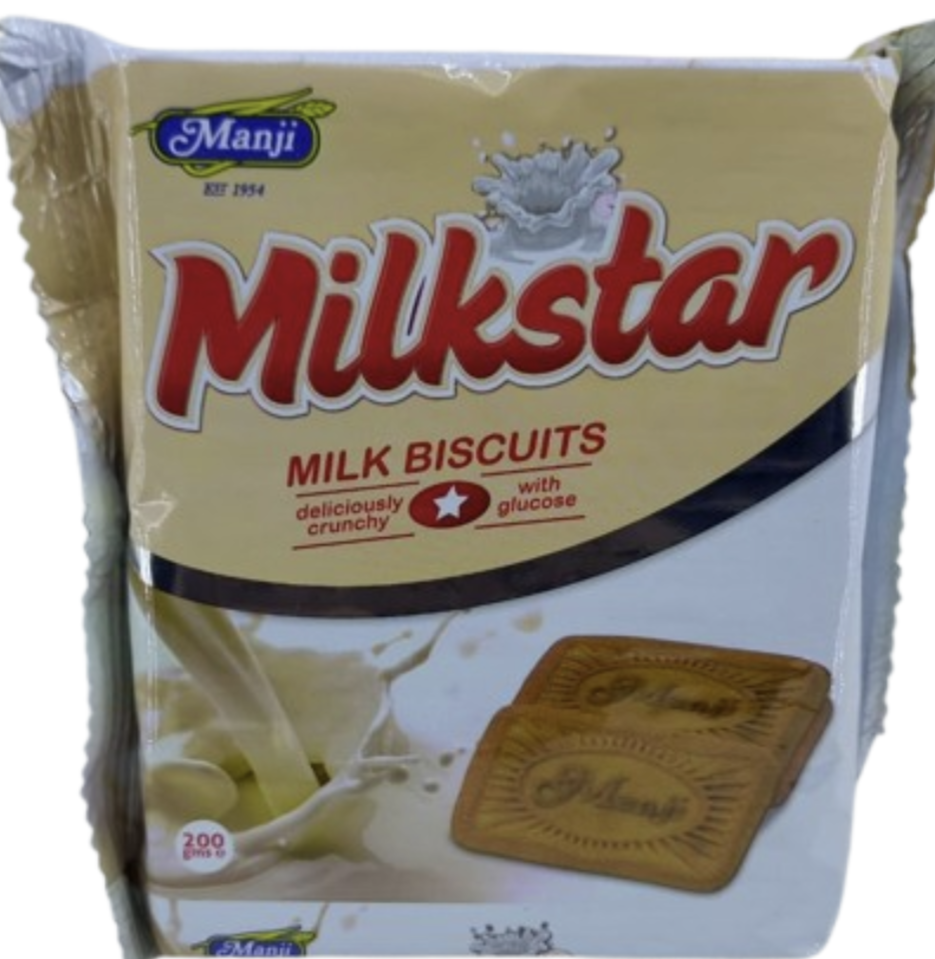 Manji Milkstar Milk Biscuits 200gr Deliciously crunchy with glucose