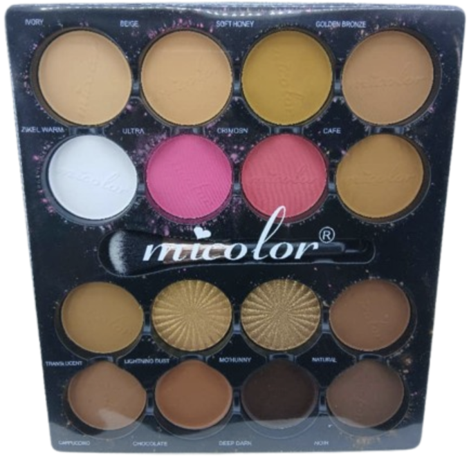 micolor brusher & highlights & concealer & powder 16 color face palette NO:9051