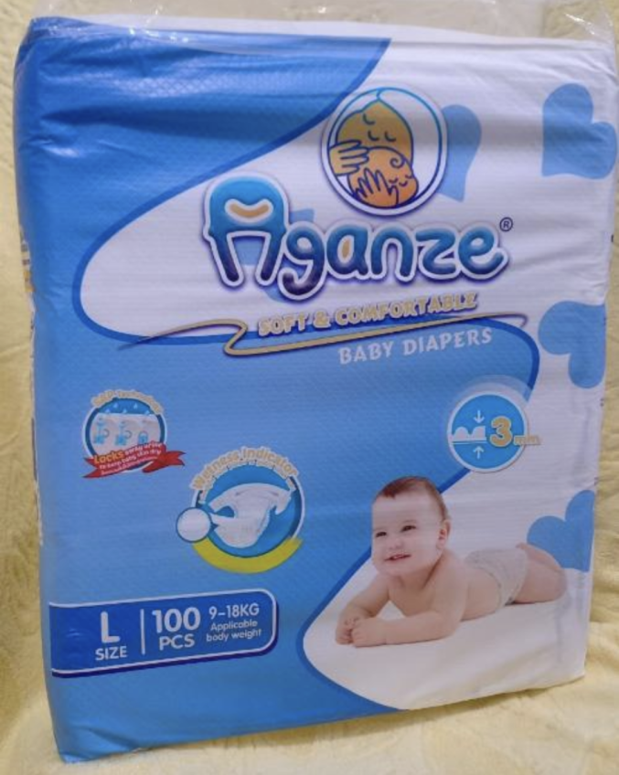 AGANZE Soft & Comfortable Baby Diapers L 100pcs 9-18kg