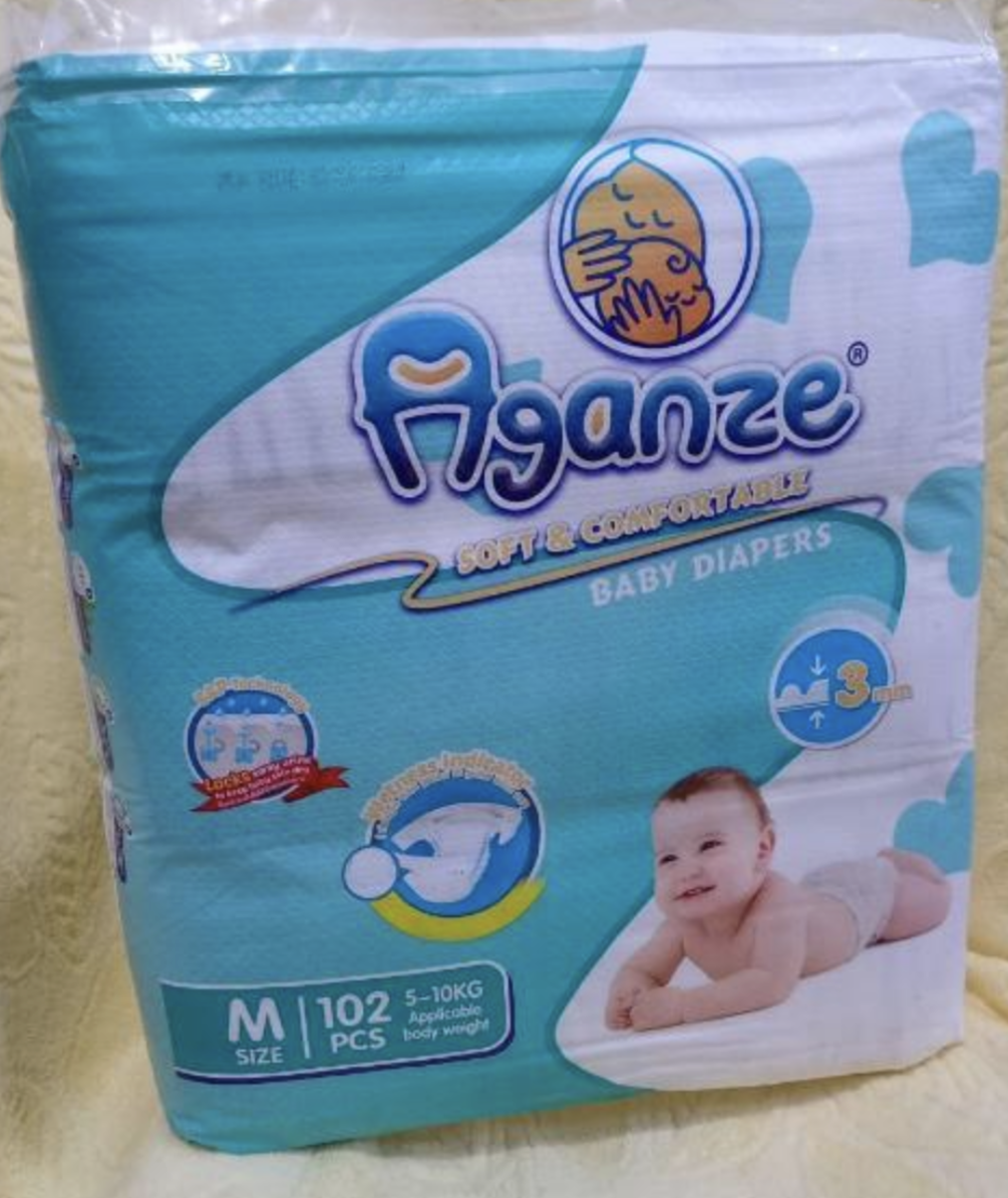 AGANZE Soft & Comfortable Baby Diapers M 102pcs 5-10kg