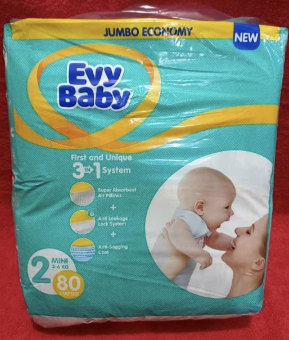 ECESSORIES
Evy baby diaper (2)3-6kg 80pcs