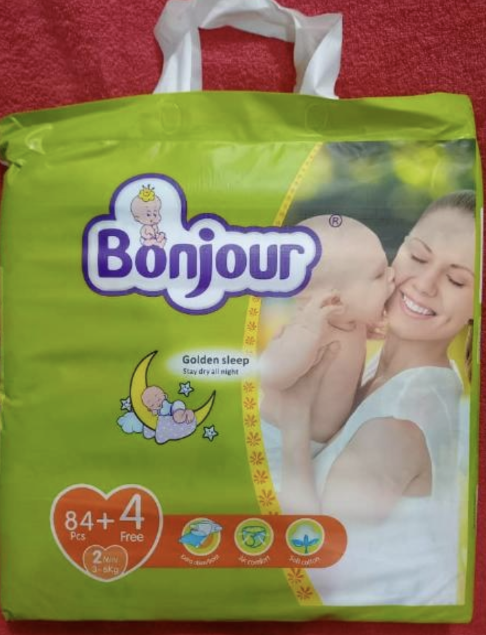 Bonjour Diaper(2)3-6Kg 88Pcs