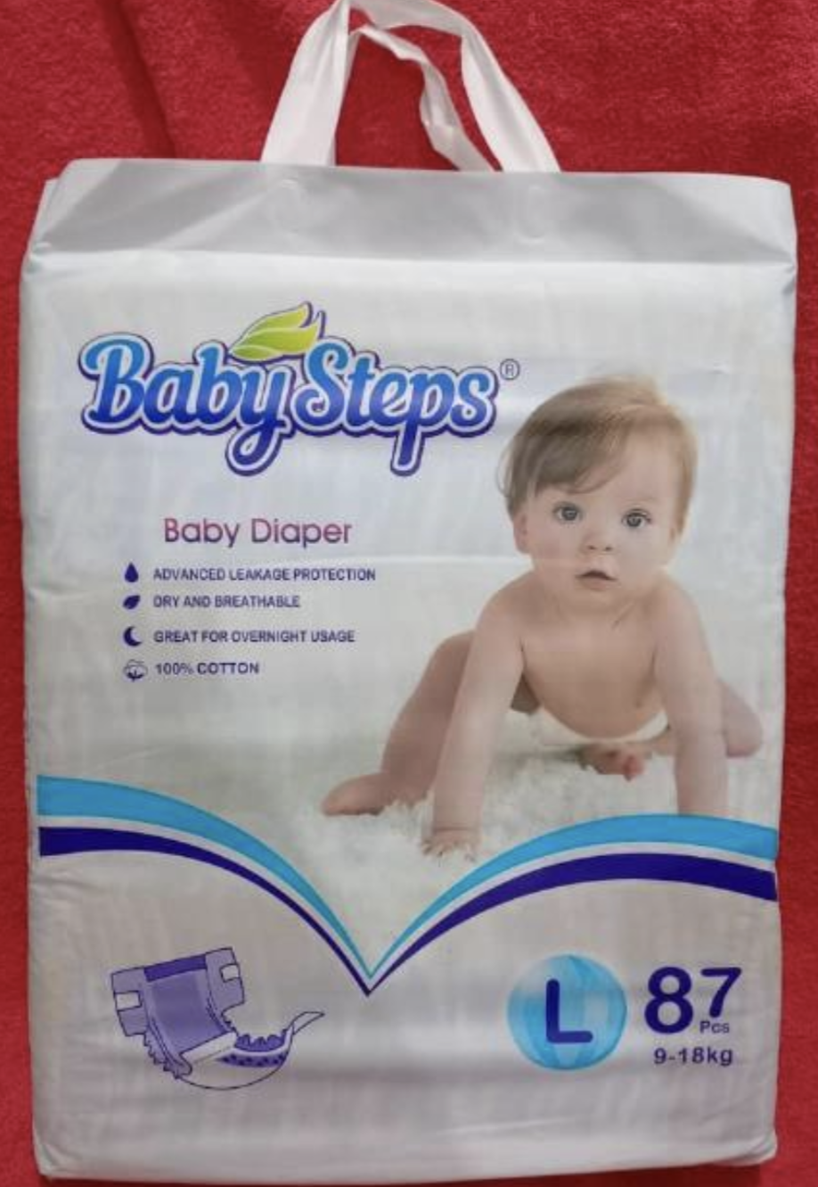 BabySteps Baby Diaper (L)9-18Kg 87Pcs