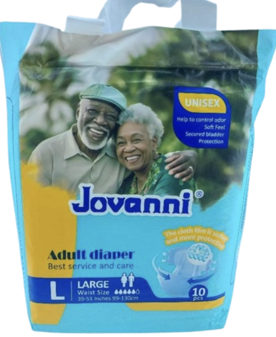 Jovanni Adult Diaper Large 10pcs Waist size 39-51 inches 99-130cm