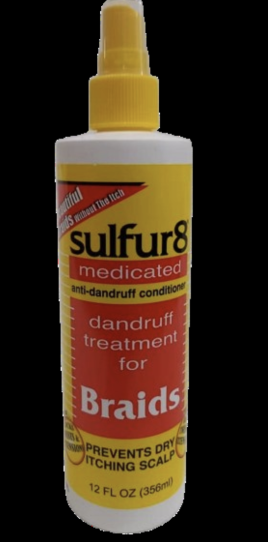 Sulfur 8 medicated anti-dandruff conditioner 356ml
dandruff treatment for Braids.Prevents dry itching scalp.