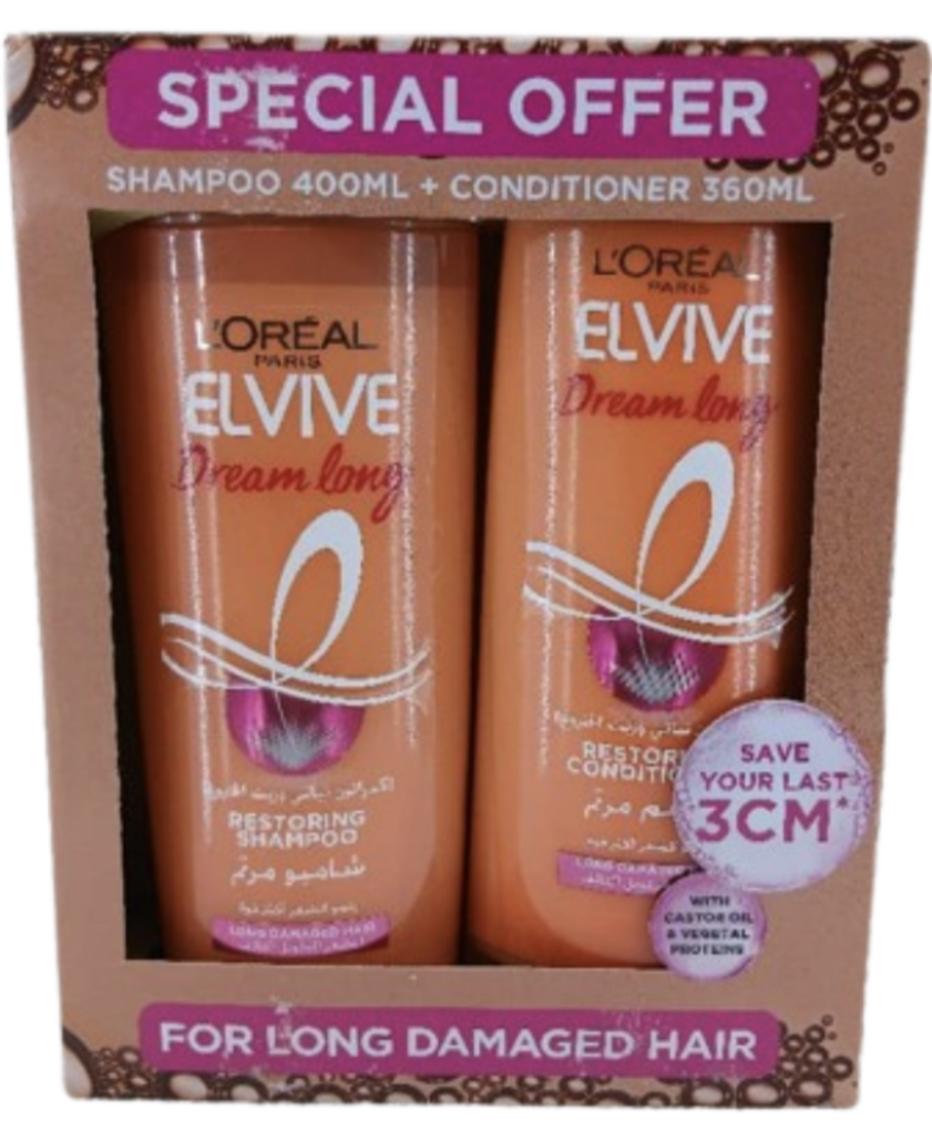 L'OREAL Paris ELVIVE Dream Long Restoring(Shampoo 400ml + Conditioner 36.. For Long Damaged Hair