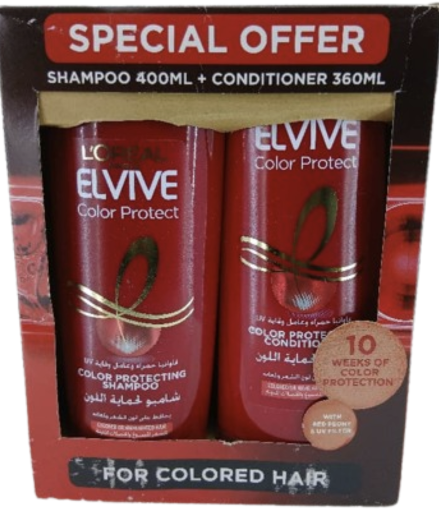 L'OREAL Paris ELVIVE Color Protect Color Protecting Shampoo 400ml + Conditioner 36..