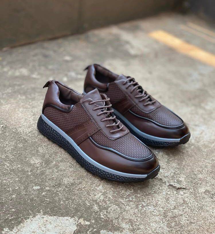 Brown Leather Casual Sneakers