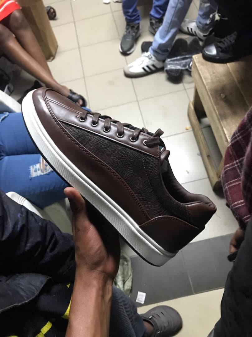 Brown Leather Low-Top Sneakers