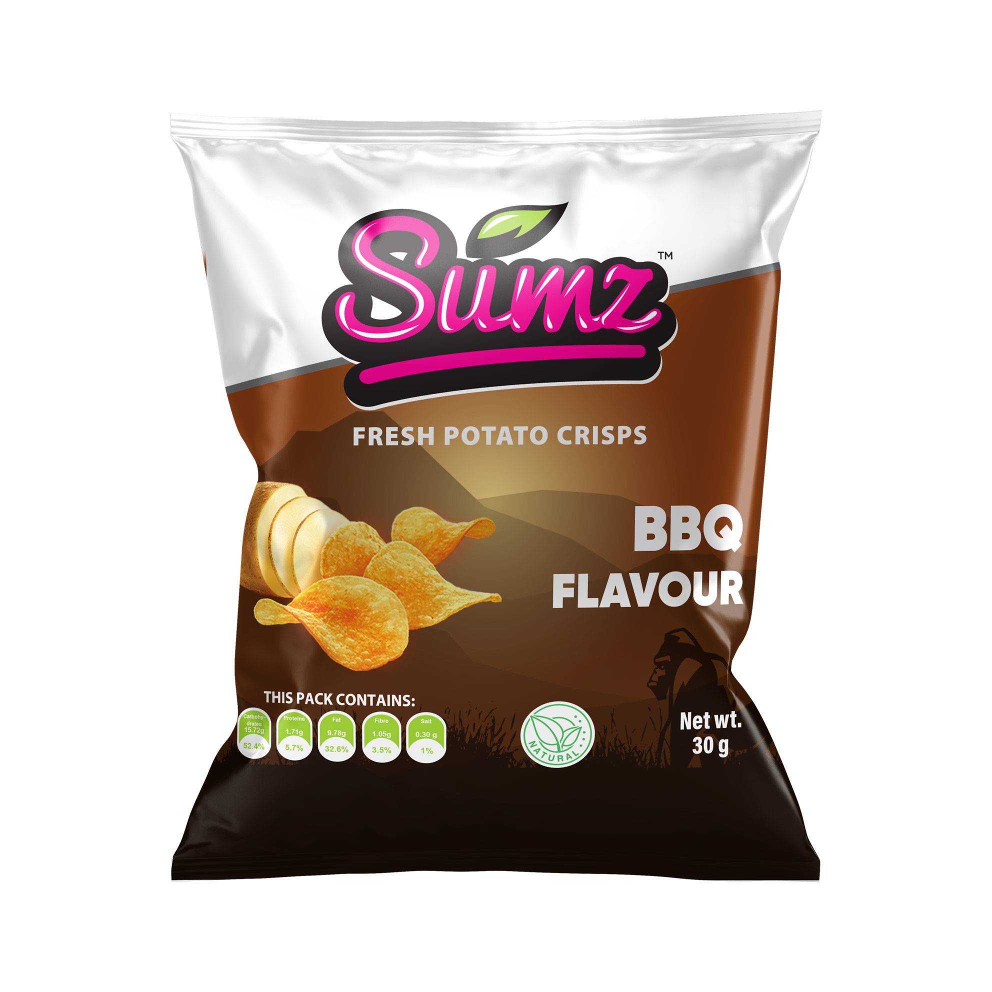 SUMZ SPICED POTATO CRISPS BBQ FLAVOR 30G