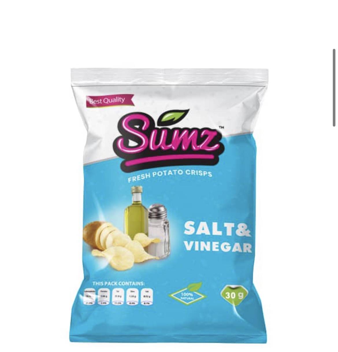 SUMZ SPICED POTATO CRISPS SALT & VINEGAR 30G