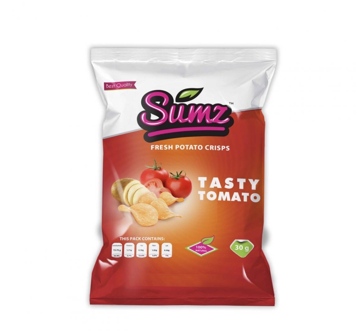 SUMZ SPICED POTATO CRISPS TASTY TOMATO