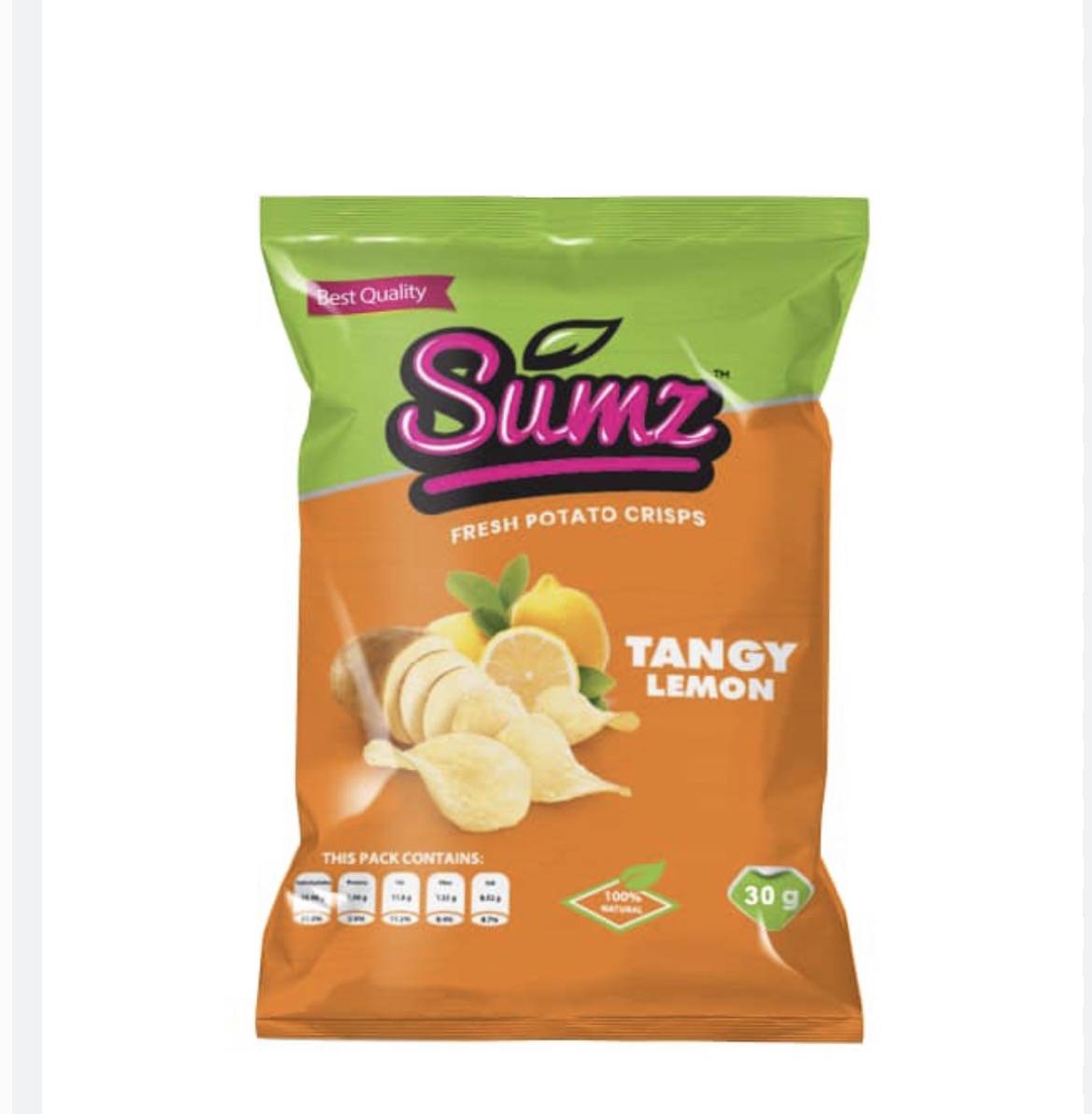 SUMZ SPICED POTATO CRISPS TANGY LEMON 30G