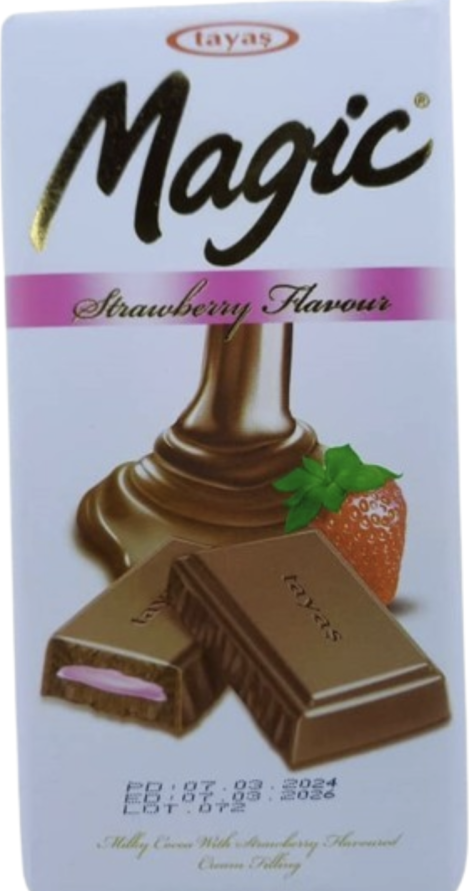 Tayas Magic Strawberry Favoured Chocolate 80gr