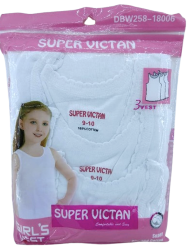 Super Victan Girl's Vest 9-10Years 3pcs