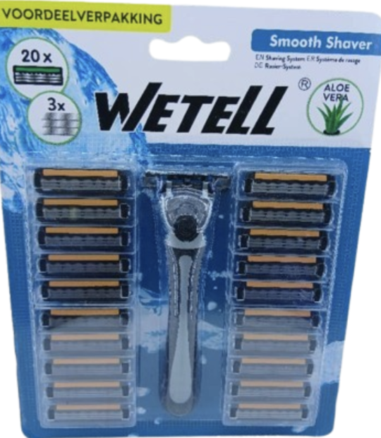 Wetell Triple Blade Smooth Shaver Aloe Vera 1Handle + 20Cartridges