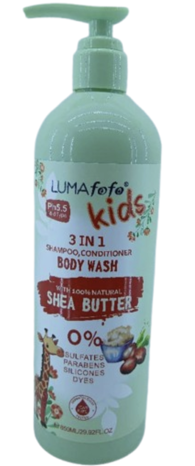 LUMAfofo kids 3in1 Shampoo,Conditioner Body Wash with 100% Natural Shea Butter..