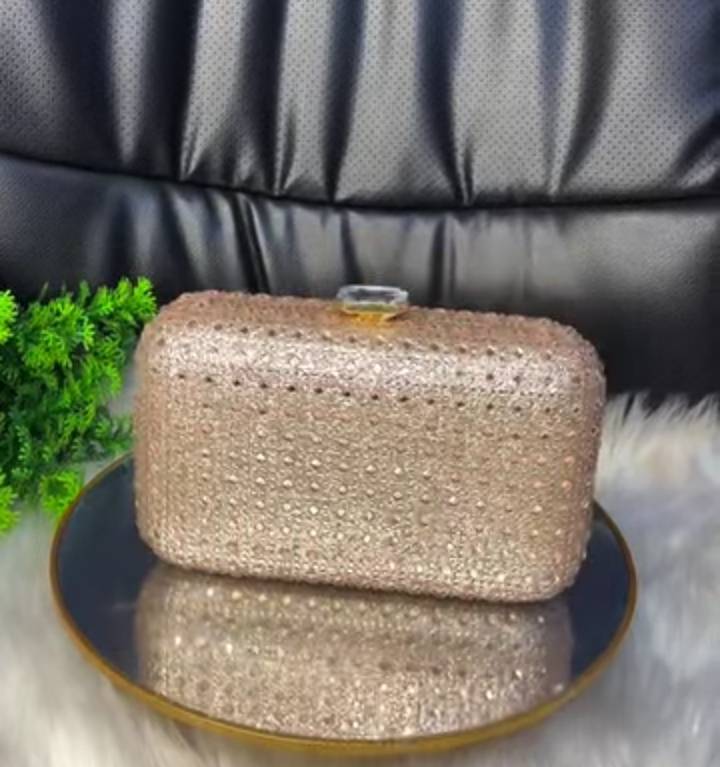 Sammy gold crystal studded clutch bag