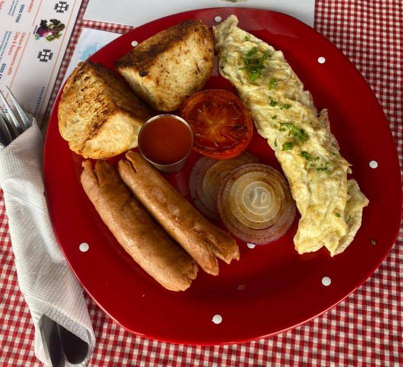 2 Eggs Omelet with Sausage  & Toasted Bun