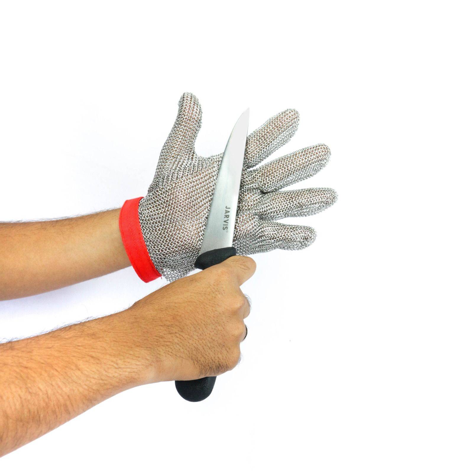 1402004 STAINLESS STEEL MESH GLOVES M Size: M (Red)