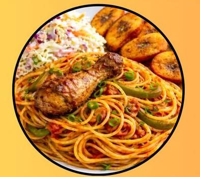 Spaghetti OR Macaroni Coleslaw & Plantain with Soft drink & Free snack
